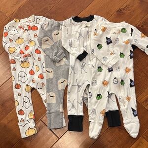 Monica + Andy 4 Halloween Footies 6-9 Months